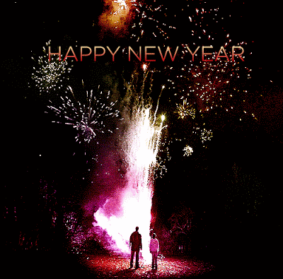 Happy New Year Couple With Fireworks Animated Gif