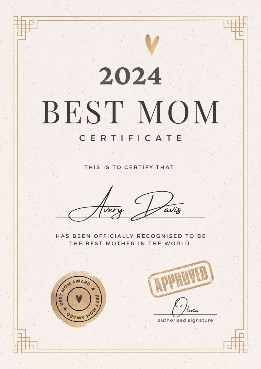 2024 Best Mom Certificate Happy New Year 2024