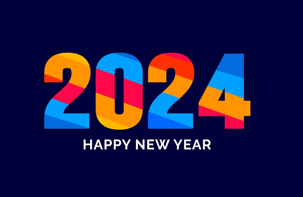 2024 Happy New Year Colorful Wallpaper Image
