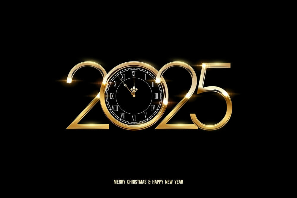 Black Happy New Year 2025 Background Images