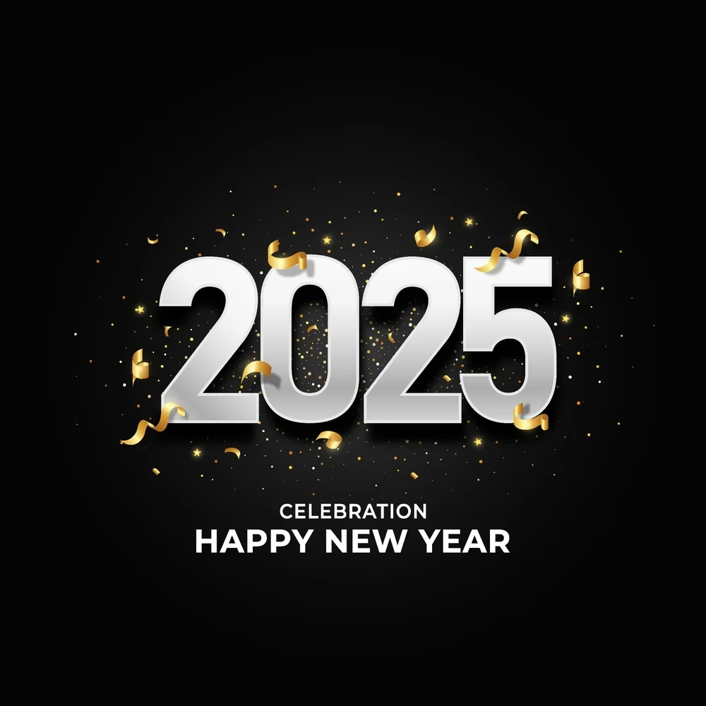 Black Happy New Year Image 2025 Free Download