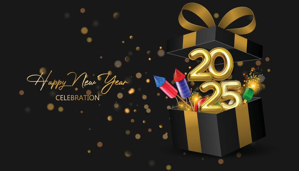 Happy 2025 New Year With Gift Background Images