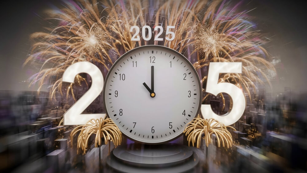 Happy 2025 New Year With Clock Background Images