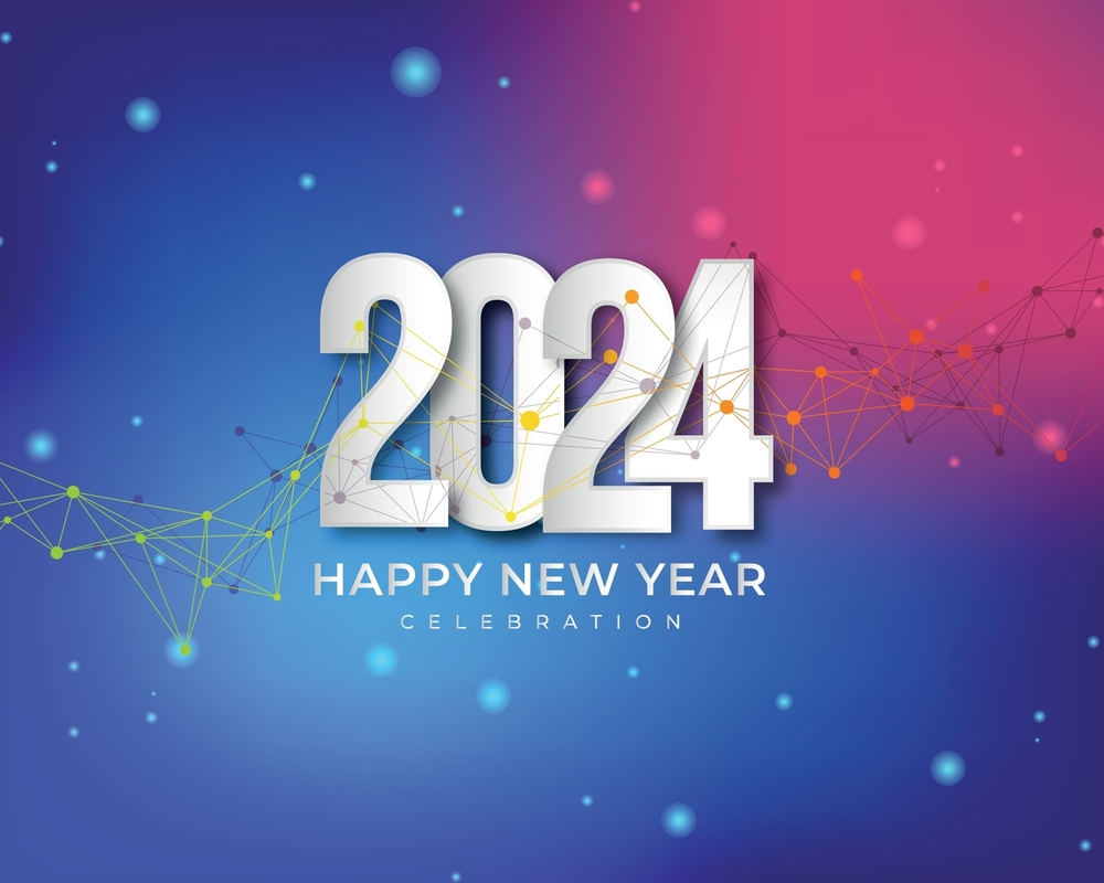 Happy New Year 2024 Greeting Card Wallpaper Hd Free