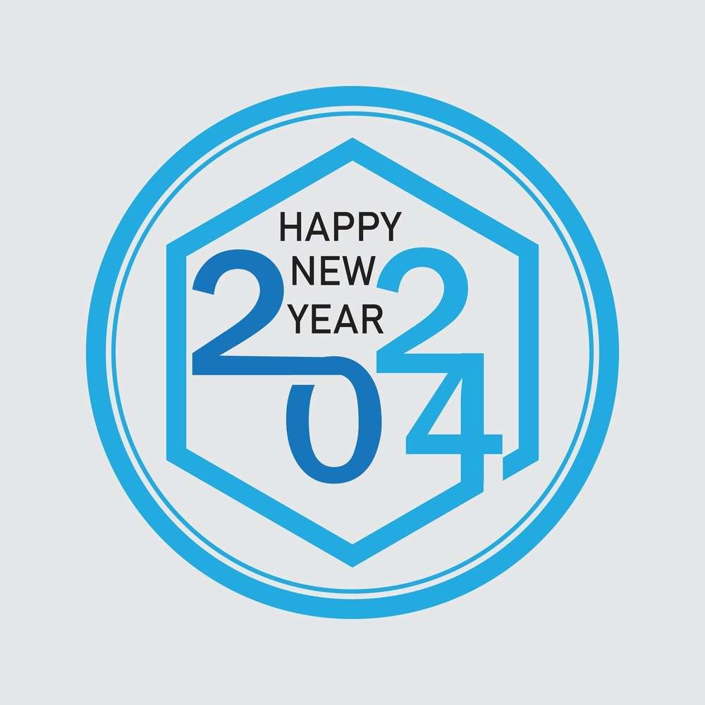 Happy New Year 2024 Wallpaper Blue HD Creative
