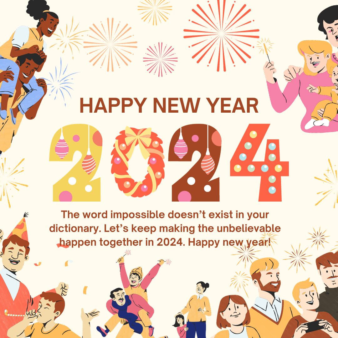 Happy New Year 2024 Employees Greeting Card Team Member Professional