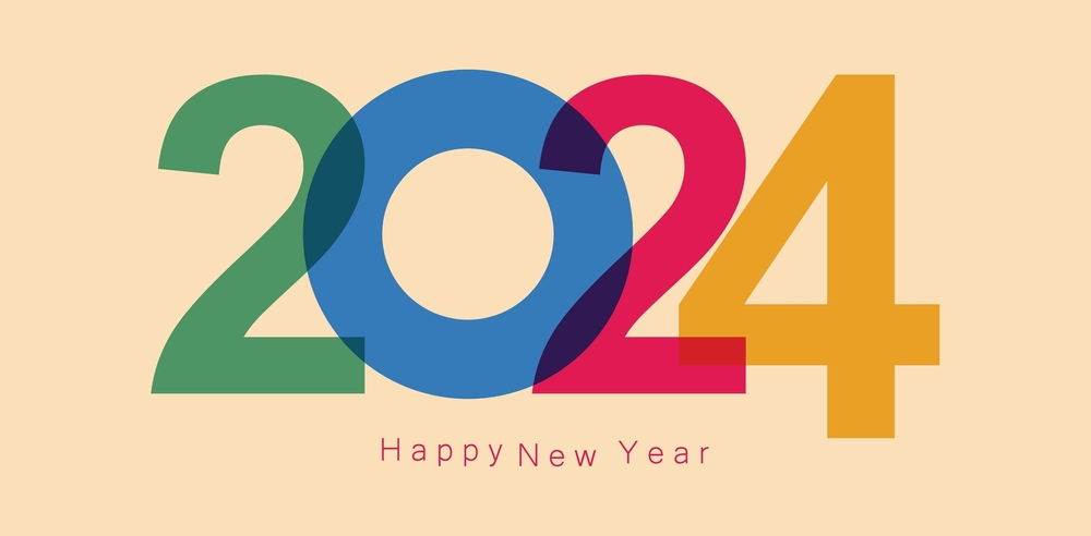 Happy New Year 2024 Wallpaper Rainbow Colors