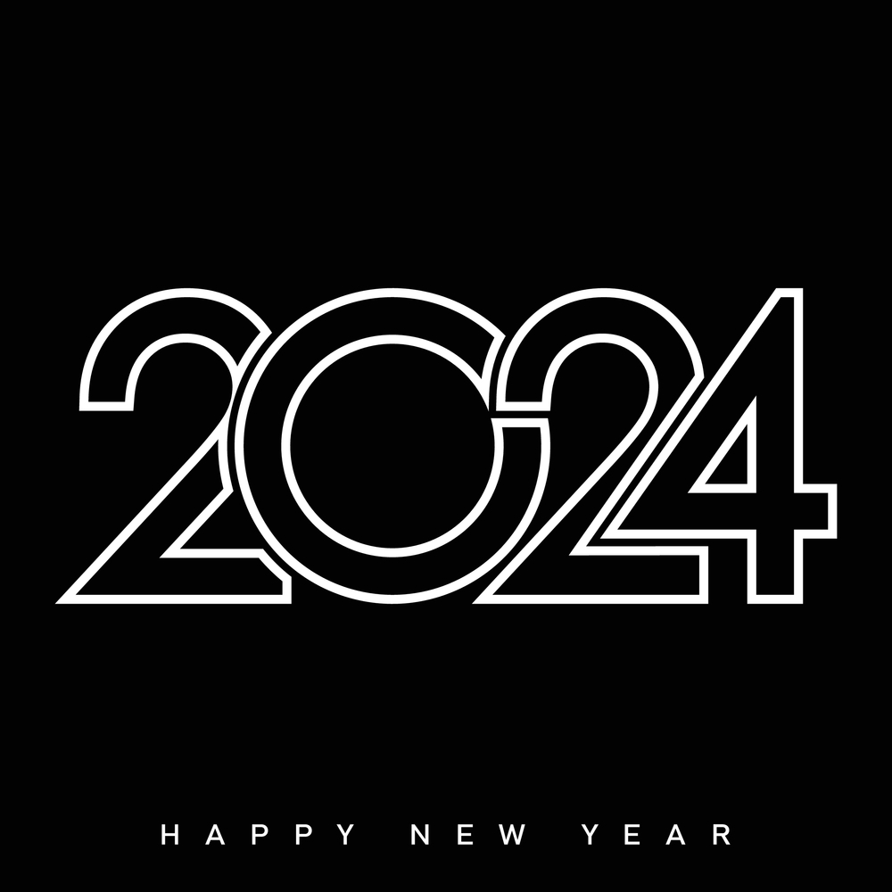 Pure Black Happy New Year 2024 Wallpaper Image Profile Pitcture For Social Media