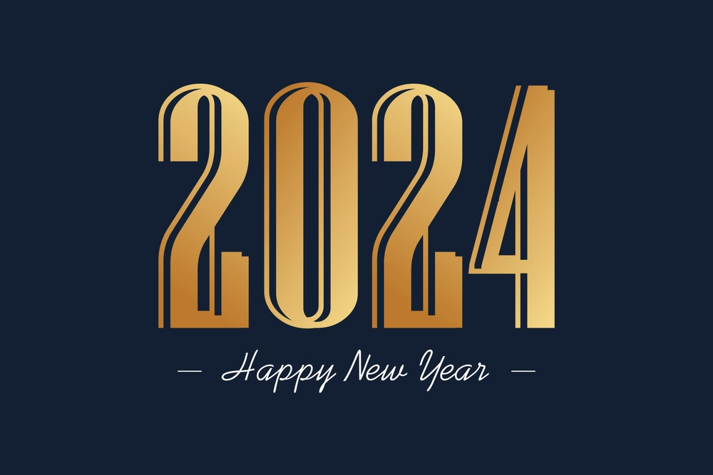 Stylish Happy New Year 2024 Image Typography Image Profile Picture
