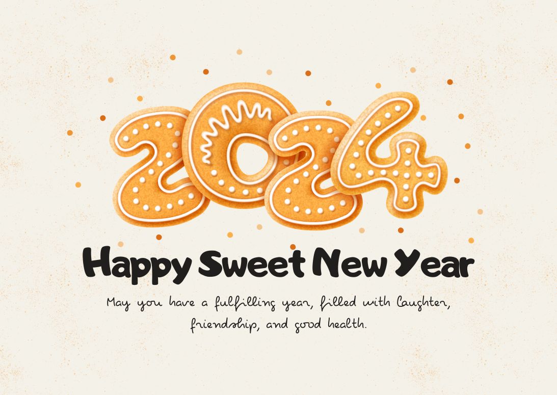 Sweet Healthy Happy New Year 2024 Greeting Card Image Hd