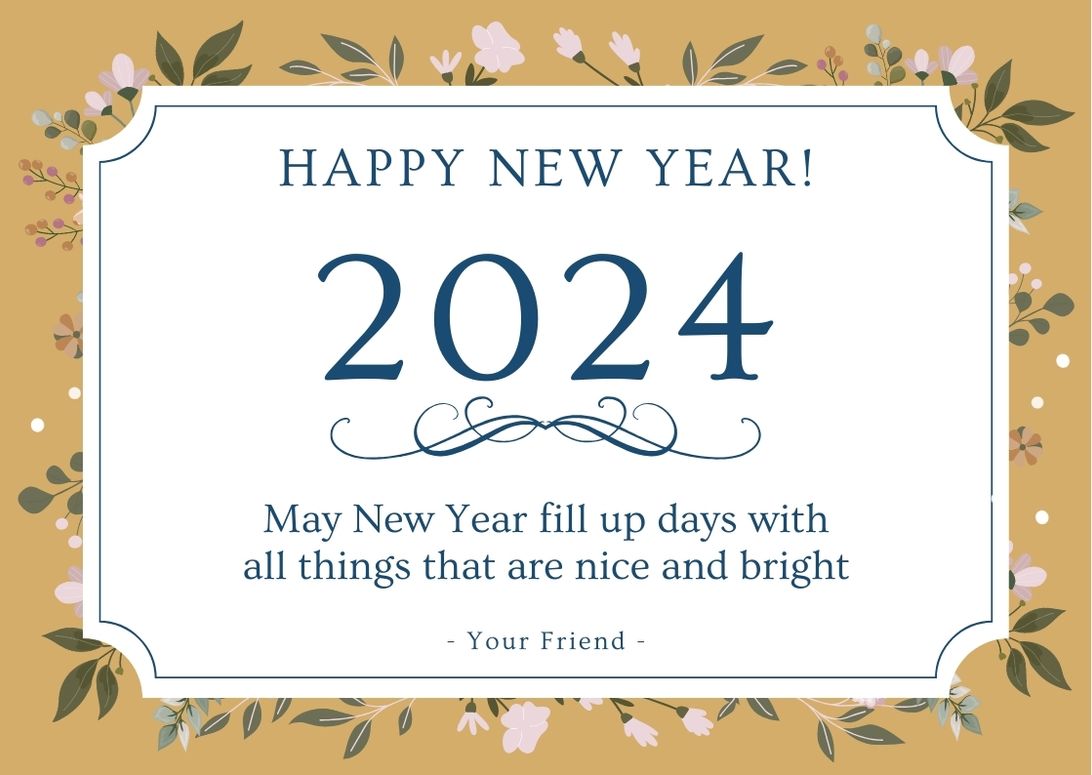 Traditional Style Happy New YEar 2024 Greeting Card Image Hd