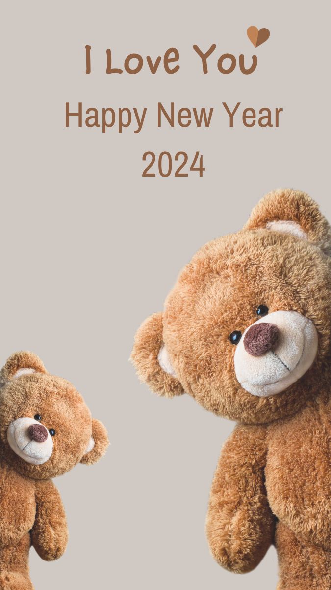 Teddy Bear Romantic Wishes Happy New Year 2024