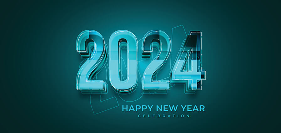 3D Happy New Year 2024 Facebook Banner