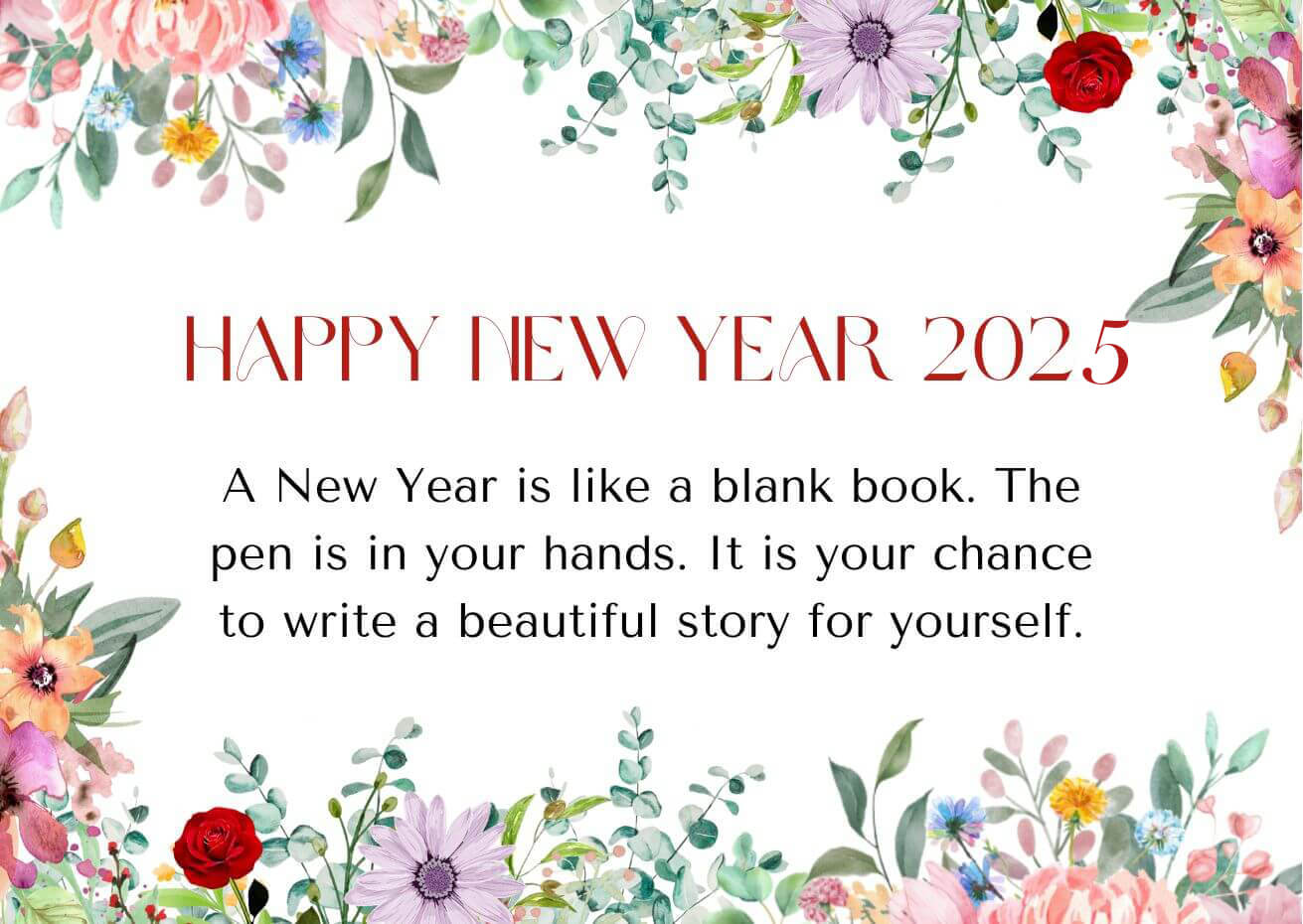 Floral Happy New Year 2025 Greeting Cards Images