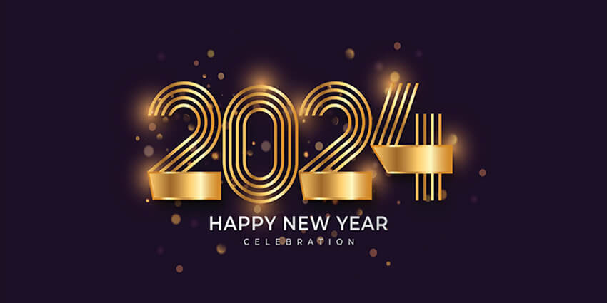 Purple Happy New Year 2024 Facebook Timeline Design