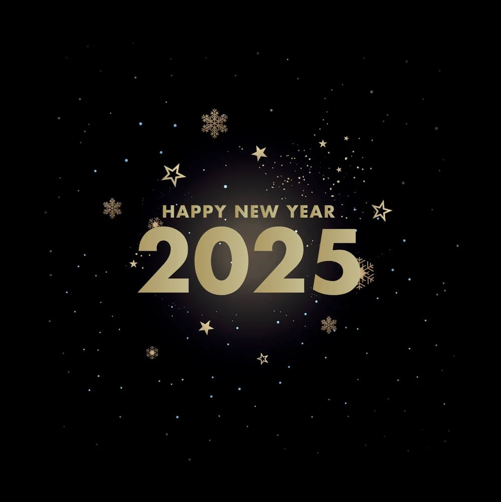 Black And Golden Minimilist Happy 2025 New Year Image 1