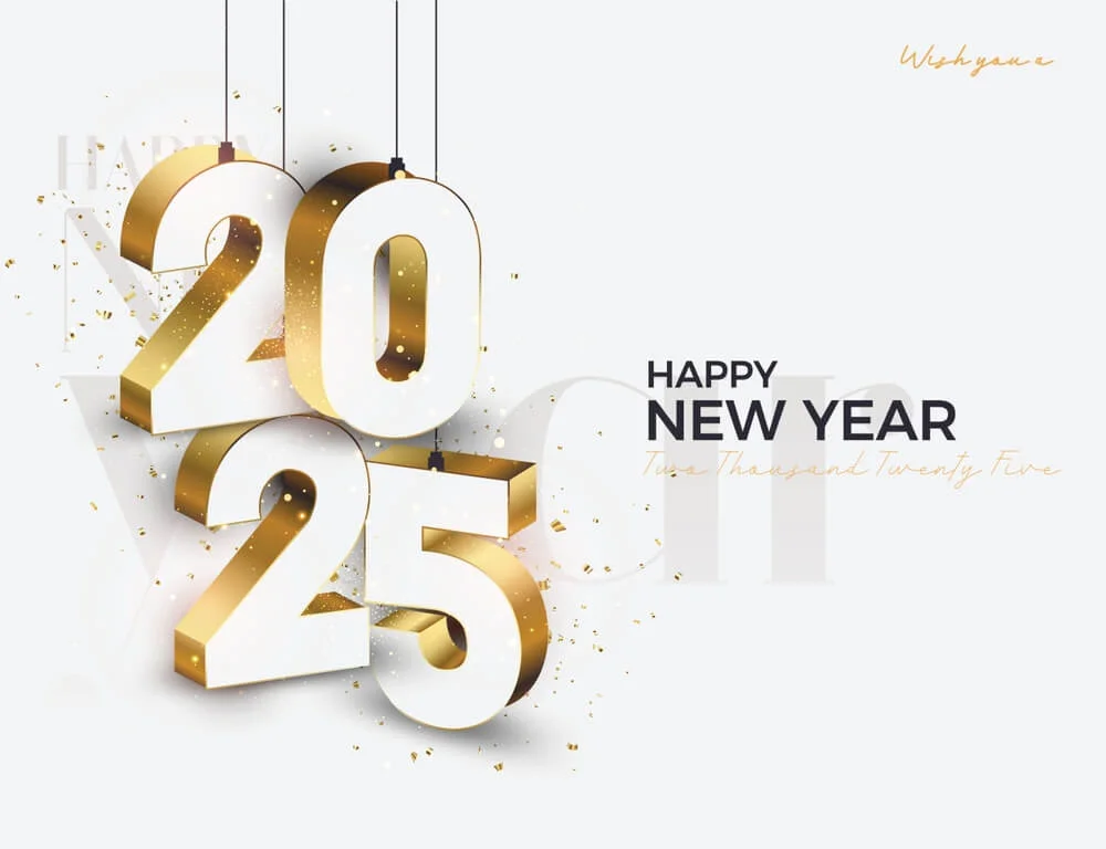 Happy New Year 2025 Hd Background White And Gold