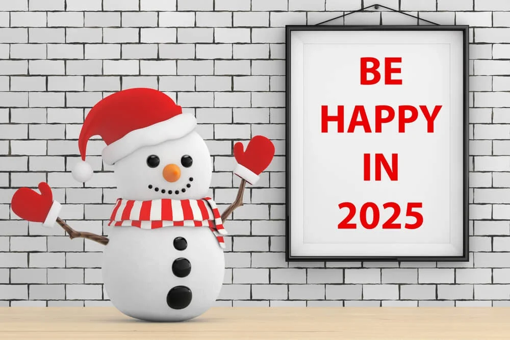 Happy New Year 2025 Hd Background With Snowman