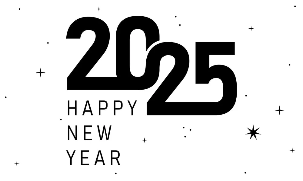 Happy New Year 2025 Hd White And Black Background Min