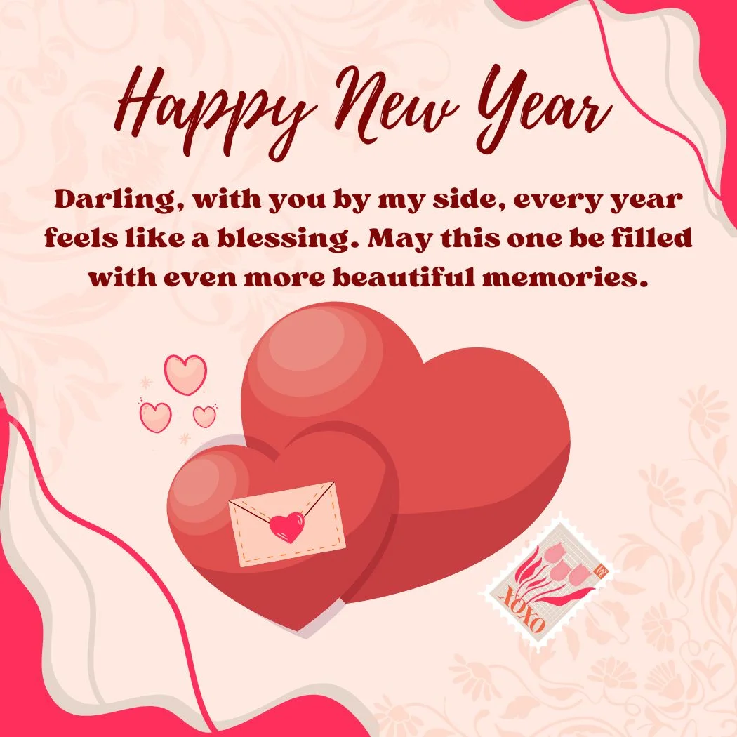 Happy New Year 2025 Wishes For Wife With Hearts