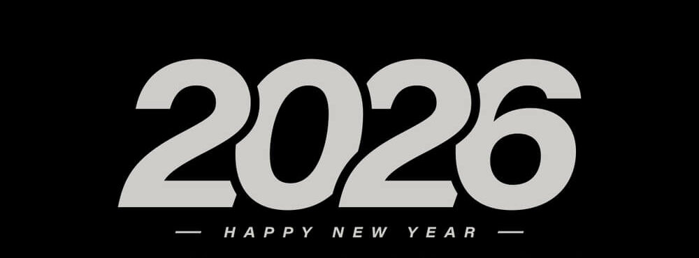 Happy New Year 2026 Black And White Screensaver