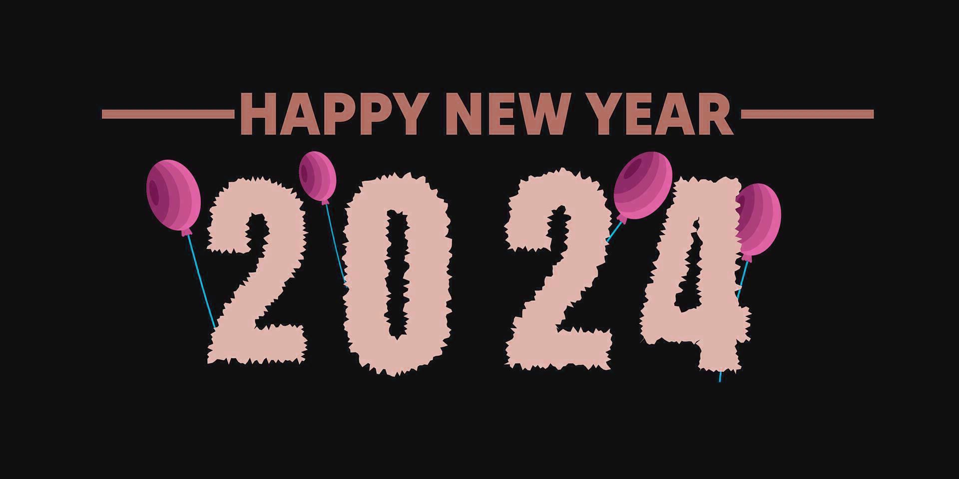 Happy New Year 2024 Balloons Decorated Wallpaper Hd Free