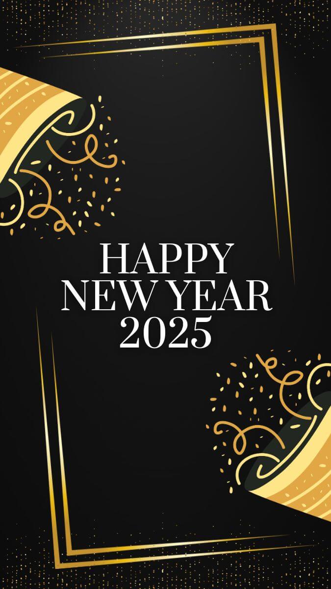 Happy New Year 2025 Whatsapp Status Blue Sky Building Fireworks