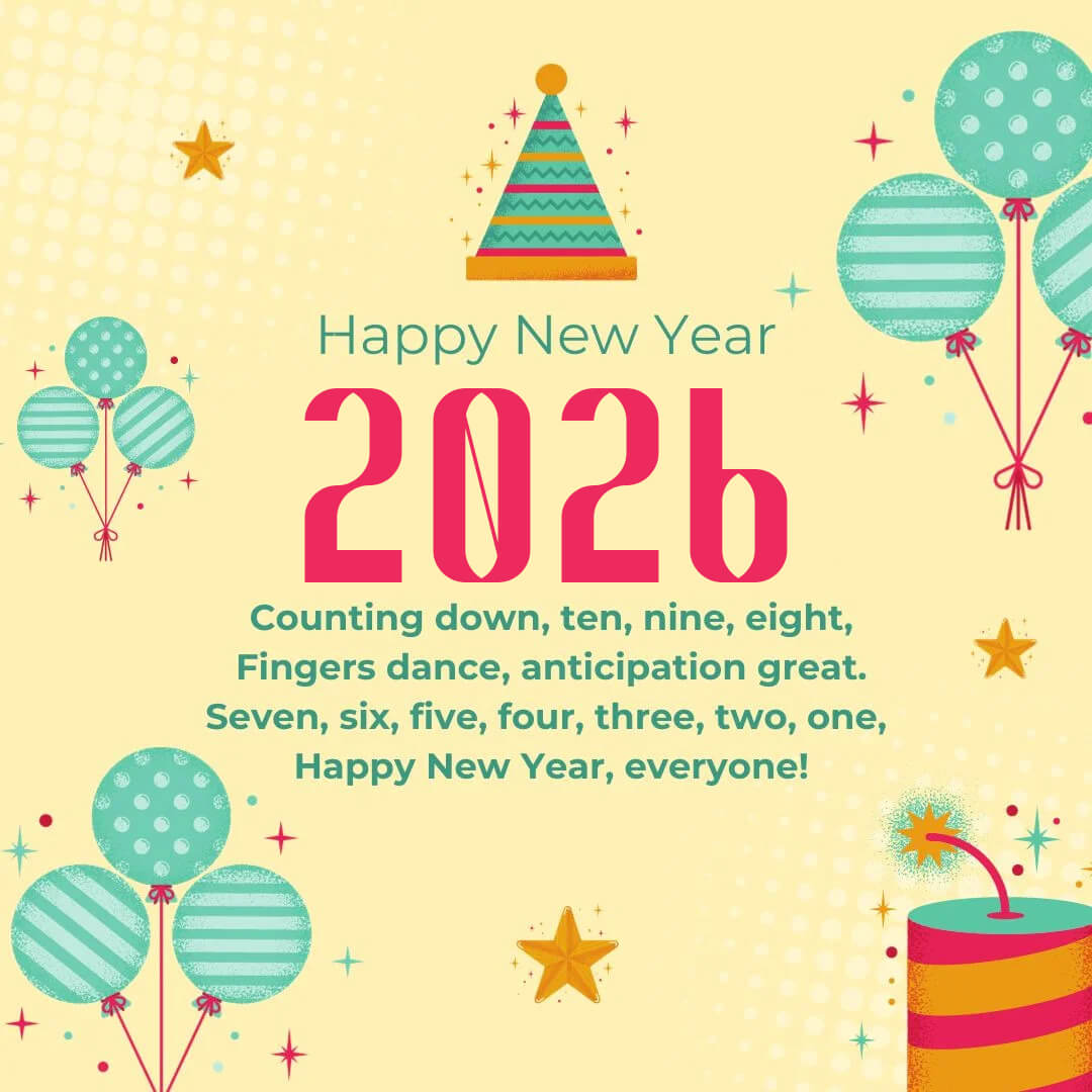 Happy New Year 2026 Poems For Kids Easy With Image Cute Short