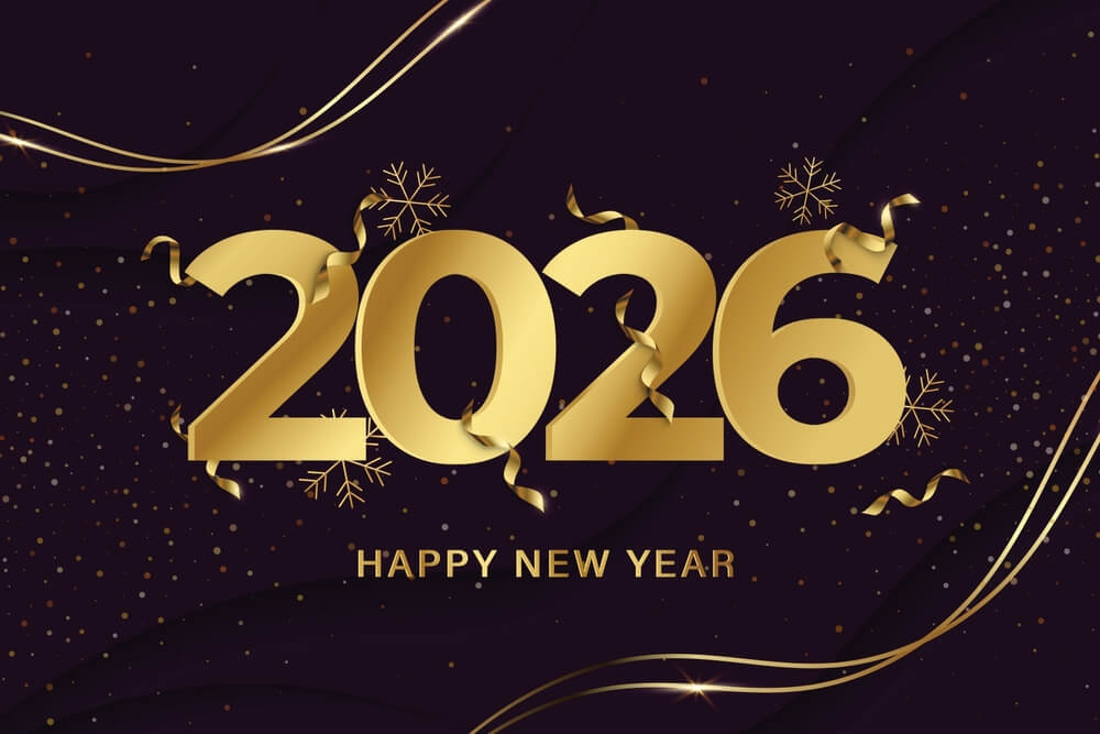Black And Golden Minimilist Happy 2026 New Year Image