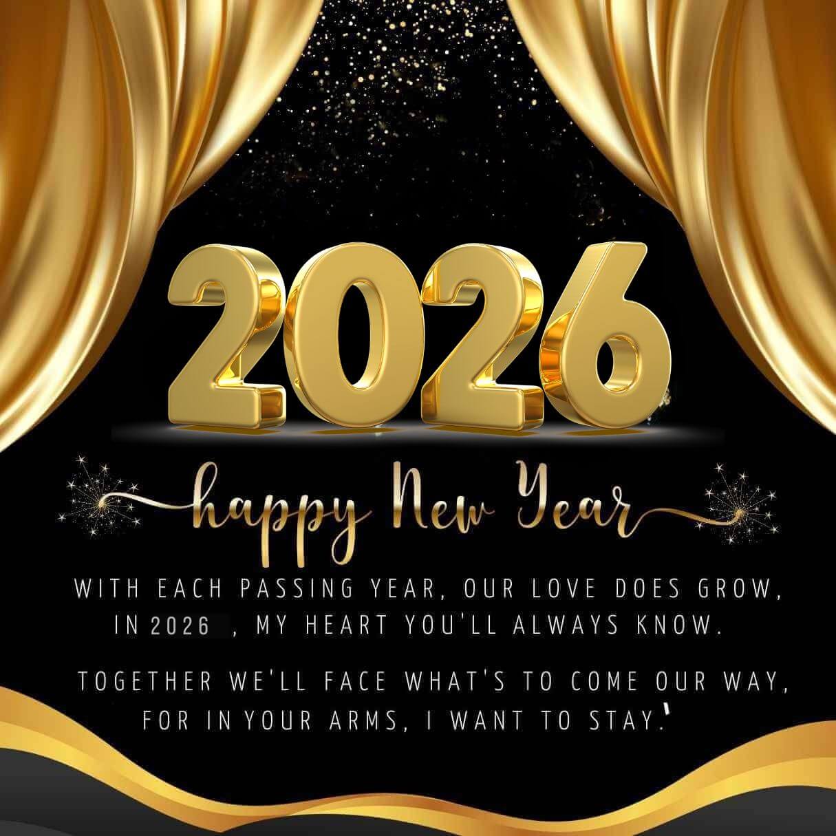 Black And Gold Simple Happy New Year Love Poems Wishes For Her 2026