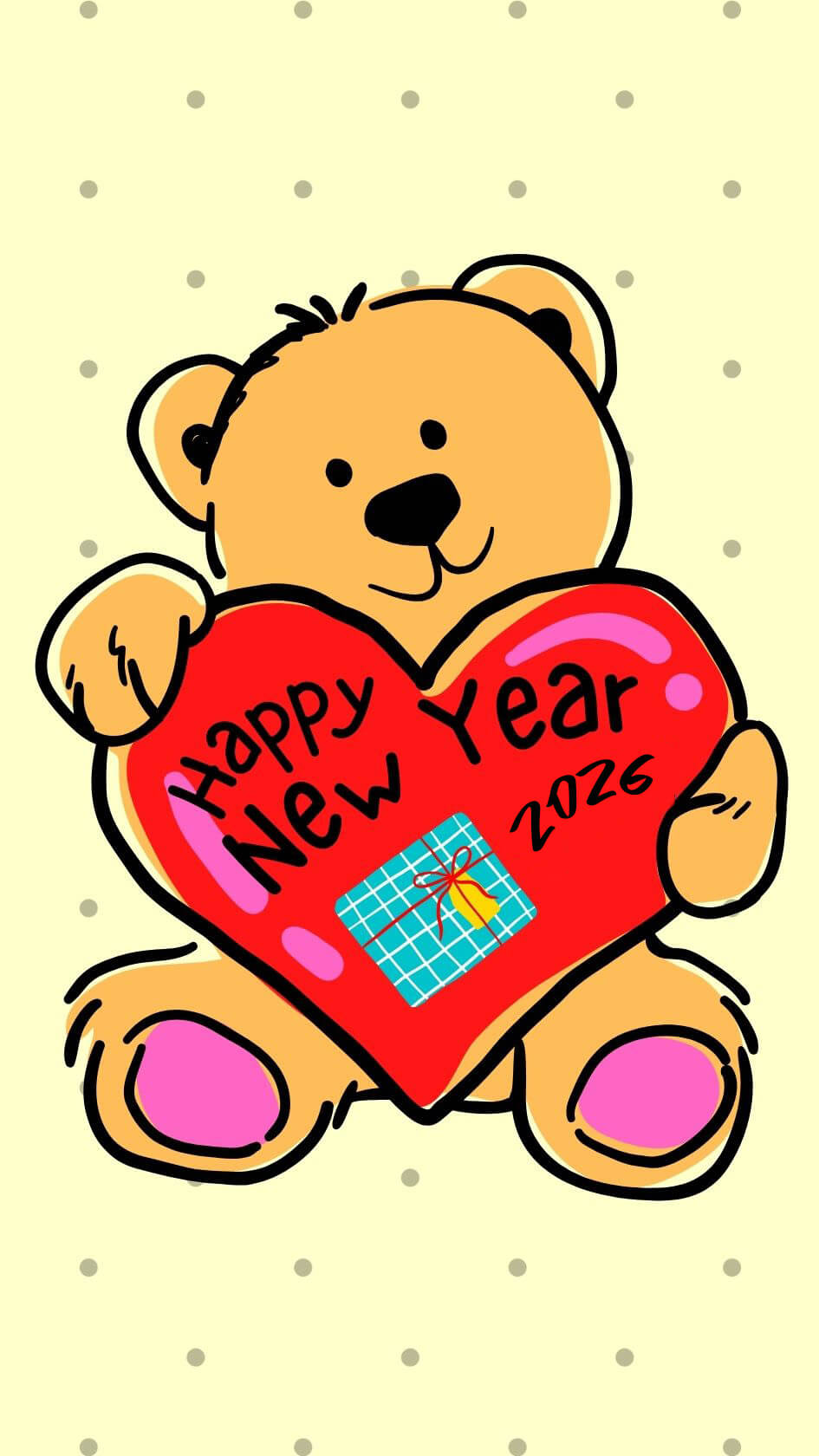 Cute Teddy Happy New Eyar 2026