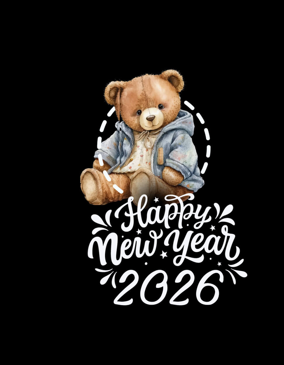 Cute Teddy Happy New Eyar 2026 Image