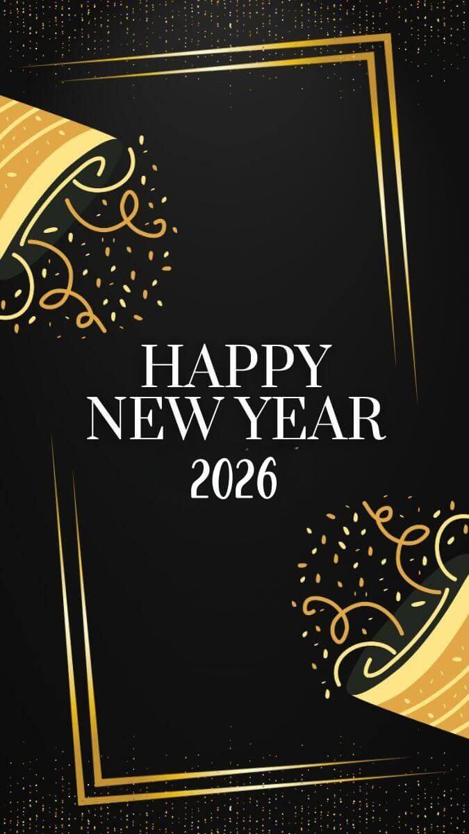 Happy New Year 2026 Whatsapp Status Blue Sky Building Fireworks