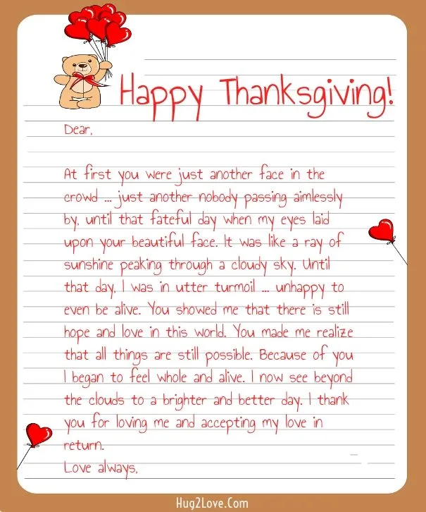 Thanksgiving Love Letter for Her