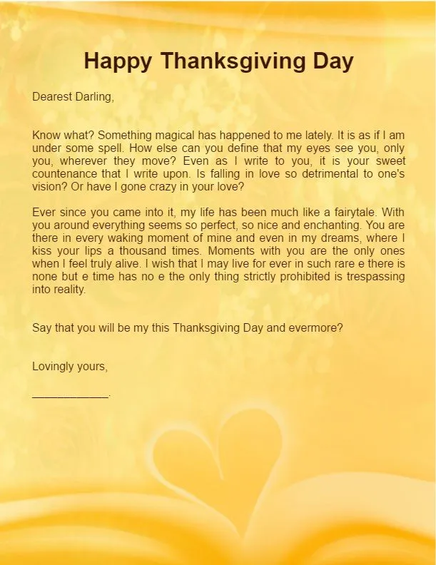 Thanksgiving Love Letter for boyfriend husband