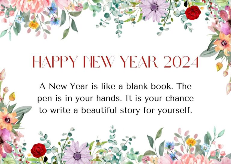 Floral Happy New Year 2024 Greeting Cards Images 768x545 