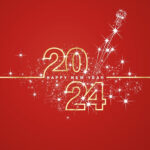 Golden Red Happy New Year 2024 Greeting Card Image Hd Wallpaper