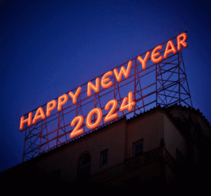 Happy New Year 2024 Gif Animation Neon Lights Blinks