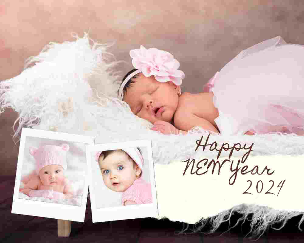 Cute Bbay Girl Wishing You Happy New YEar 2024