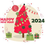 Happy New Year 2024 And Merry Christmas With Tree Image Jd Free