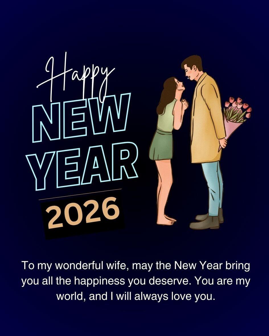 Cute Romantic Happy New Year 2026 Wishes For Wife